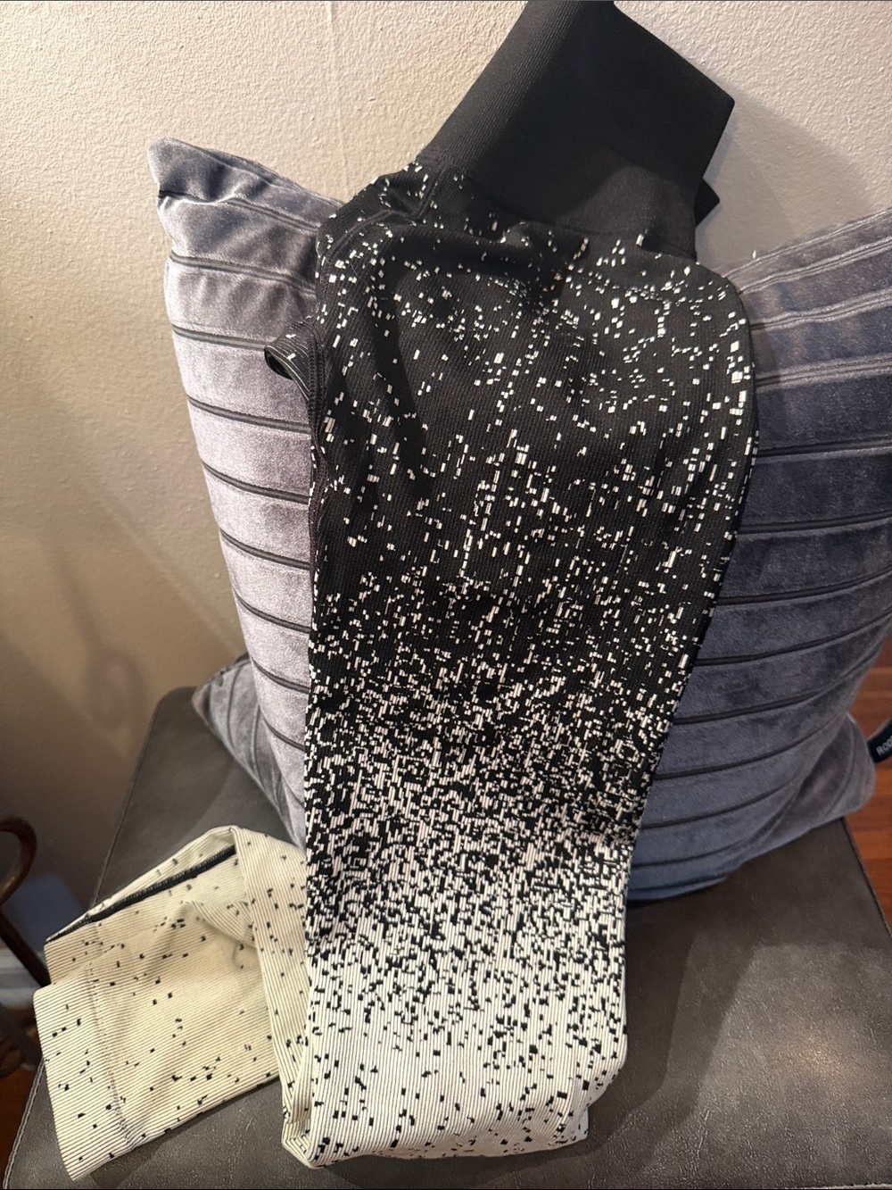 Sage Black & White Gradient Pixel Knit Skirt